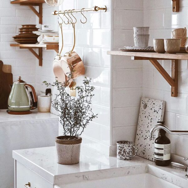 small kitchen organization white