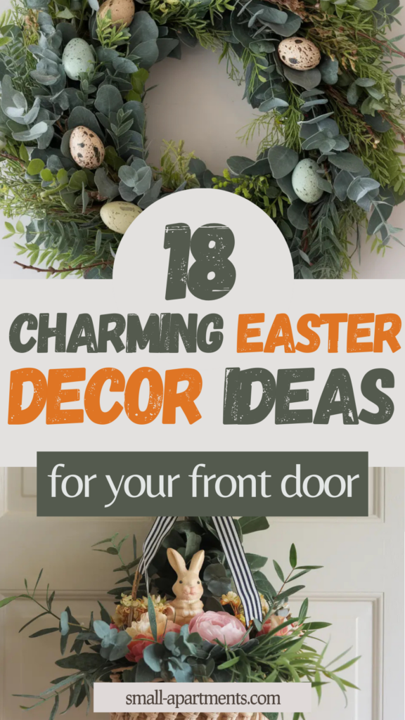 easter door decoration ideas headline collage - green and orange colors